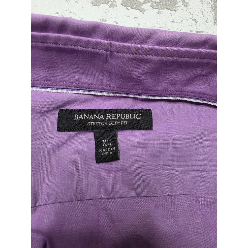 Banana Republic Mens XL Purple Stretch Slim Fit Button Down Shirt Long Sleeve